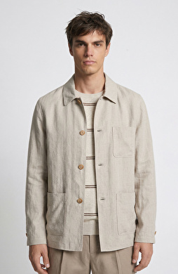 Naturel Keten Spor Ceket