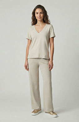 Taş Modal Karışımlı Biye Detaylı Eşofman