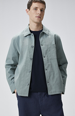 Mint Keten Karışımlı Dış Gömlek