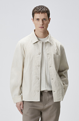Taş Keten Karışımlı Dış Gömlek