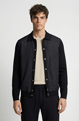 N-Tech Siyah Çıtçıtlı Triko Hırka