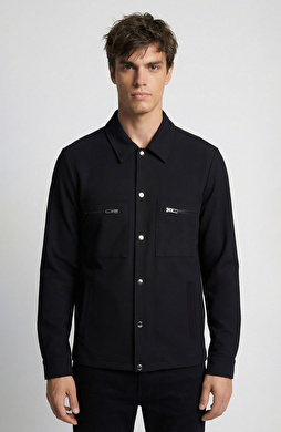 N-Tech Black Double Pocket Snapback Outer Shirt