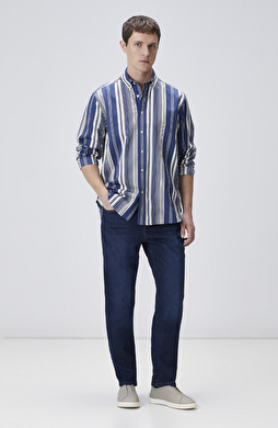 Lacivert Düz Paça Denim Pantolon