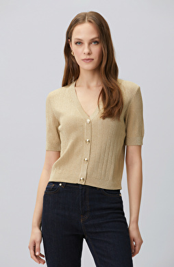 Gold Short Sleeve Knitwear Jacket