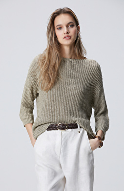 Açık Haki Truvakar Kol Triko Kazak