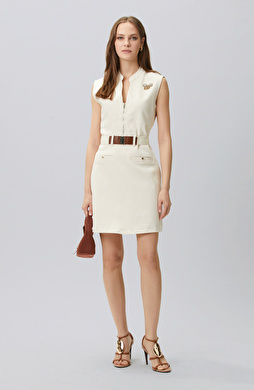 Natural Zipper Closure Sleeveless Denim Dress