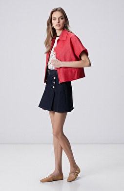 Koyu Indigo Mavi Kemer Detaylı Denim Etek