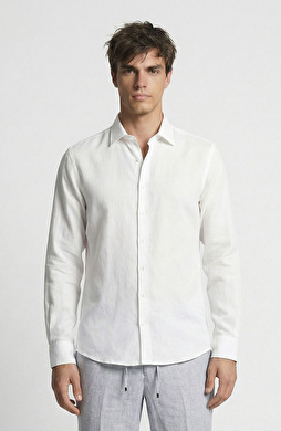 Comfort Off White Linen Blend Shirt