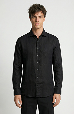 Siyah Keten Gömlek
