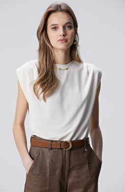 Kırık Beyaz Modal Karışımlı T-shirt