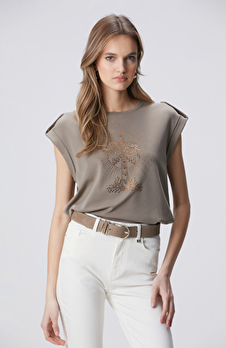 Vizon Taş Detaylı T-shirt