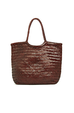 Bordo Kadın Örgü Deri Shopper Çanta