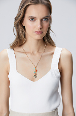 Gold Taşlı Kadın Uzun Kolye