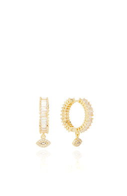 Gold Taşlı Kadın Halka Küpe