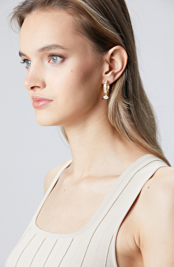 Gold Stone Women's Hoop Earrings