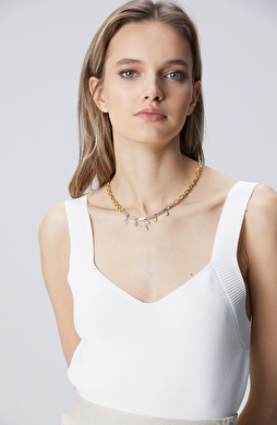 Silver Gold Taşlı Kadın Kolye