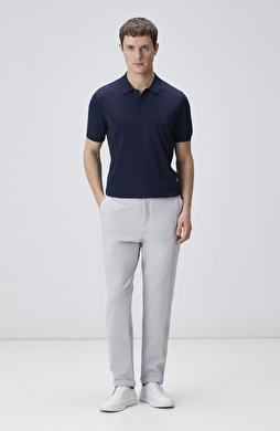 Gri Duble Paça Diyagonal Örme Jogger Pantolon