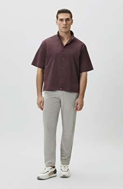 Jogger Fit Beli Lastikli Çizgili Gofreli Pantolon