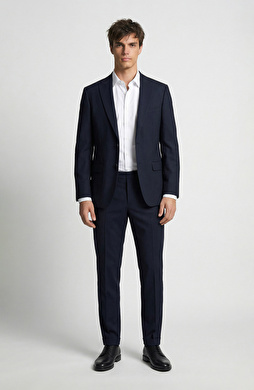 Lacivert Çizgili Takım Elbise