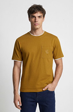 Yağ Yeşili Cepli Pike T-shirt