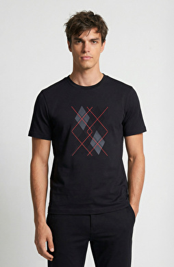 Siyah Nakışlı T-shirt