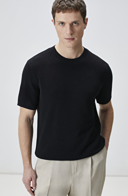 Siyah Pamuk Triko Kazak