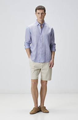 Slim Fit Taş Parça Boya Diyagonal Chino Şort