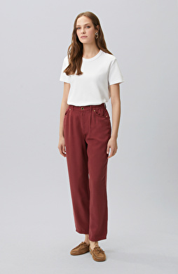 Cherry Diagonal Patterned 5-Pocket Casual Trousers