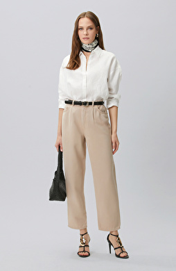 Mink Diagonal Patterned 5-Pocket Casual Trousers