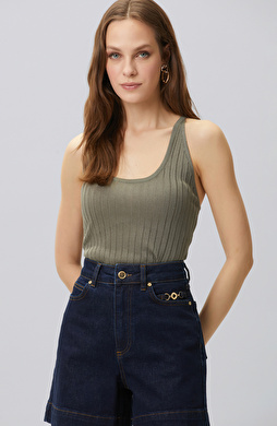 Khaki Swimmer Form Jacquard Knitwear Undershirt