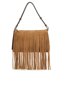 Camel Püskül Detaylı Kadın Süet Çanta