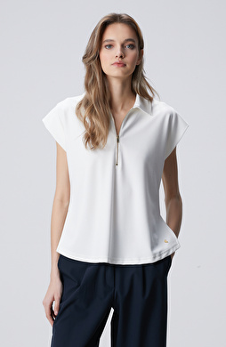 Kırık Beyaz Modal Karışımlı Sweatshirt