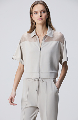 Taş File Garnili Modal Karışımlı Sweatshirt