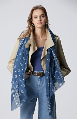 Blue Women's Linen Shawl