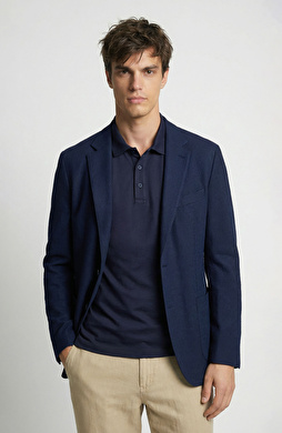 N-Tech Lacivert Çift Yırtmaç Örme Ceket