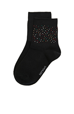 Siyah Taşlı Kadın Çorap