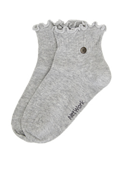 Gri Metal Logolu Kadın Çorap