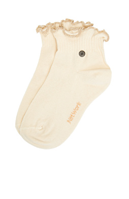 Kırık Beyaz Metal Logolu Kadın Çorap