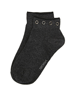 Antrasit Metal Aksesuar Detaylı Kadın Çorap