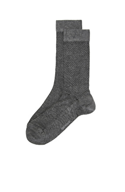 Gri Çizgili Bambu Çorap