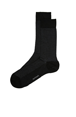 Siyah Çizgili Erkek Bambu Çorap