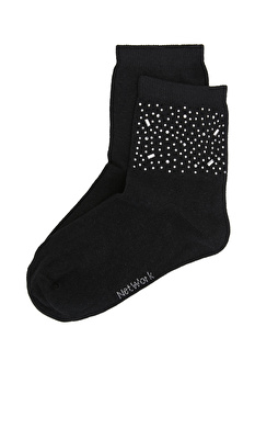 Siyah Taşlı Kadın Çorap