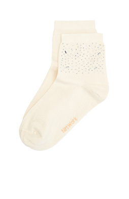 Ekru Taşlı Kadın Çorap