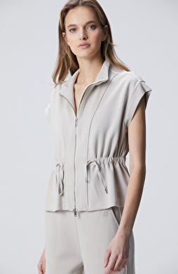 Taş Modal Karışımlı Biye Detaylı Ceket