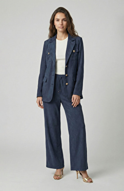 Lacivert Cupro Blazer Ceket