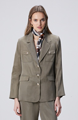 Haki Cupro Blazer Ceket