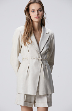 Bej Melanj Keten Mix Ceket