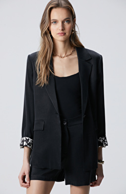 Siyah Cupro Blazer Ceket