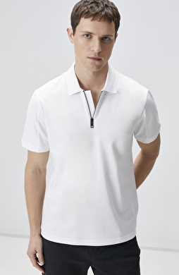 Siyah Polo Yaka Enjeksiyon Baskılı T-shirt