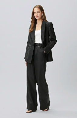 Siyah Keten Pantolon